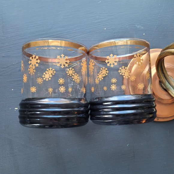 MCM Gold Rimmed Gold Snowflake Trendy Glass Tumblers - Picture 2 of 4